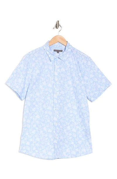 Slate & Stone Floral Print Short Sleeve Shirt In Light Blue Hawaiian