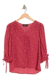 Renee C Polka Dot V-neck Blouse In Red