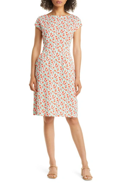 Boden Florrie Floral Jersey Dress In Bright Papaya Delicate Bud