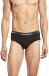 Dolce & Gabbana Two-pack Logo Band Stretch Cotton Briefs In Black