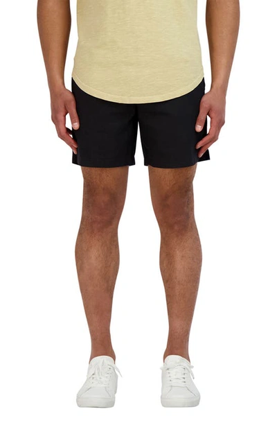 Goodlife Essential Slim Fit Linen & Cotton Shorts In Black