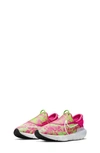 Nike Flow Big Kids' Road Running Shoes In Pink Prime,green Strike,flat Pewter,white