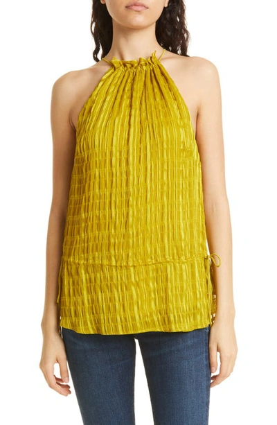 Ted Baker Cliara Textured Stretch-woven Halter-neck Top In Yellow