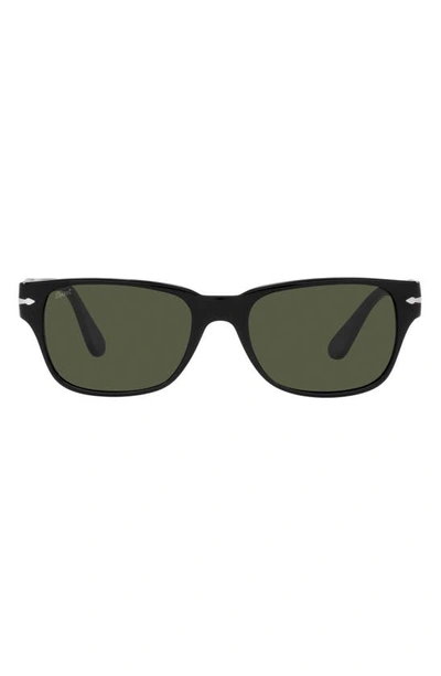 Persol 55mm Rectangular Sunglasses In Black/ Green