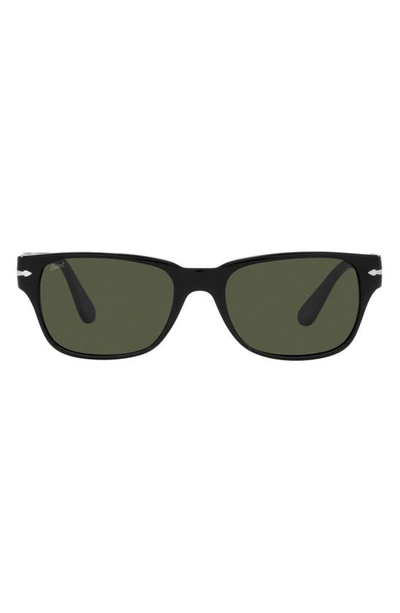 Persol 55mm Rectangular Sunglasses In Black/green