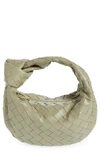 Bottega Veneta Jodie Mini Intrecciato Knot Hobo Bag In Travertine-gold