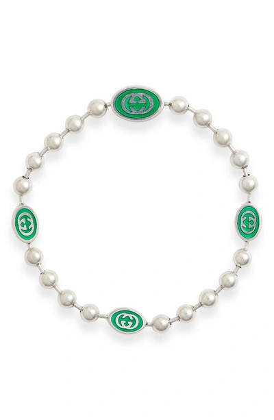 Gucci Interlocking G Sterling Silver Bracelet In White