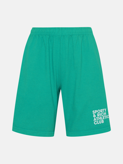 Sporty And Rich Cotton Exercise Shorts In Green