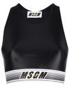 Msgm Black Logo Round Neck Top