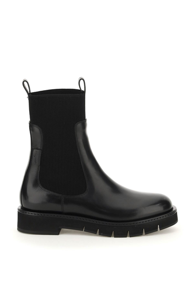Ferragamo Rook Leather Chelsea Boots In Black