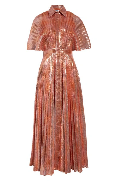 rose gold sequin shirt dress Rose Gold Sequin Short Dress with Long Sleeves Open Back main image 0