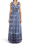 Dolce & Gabbana Open-back Shirred Printed Cotton-poplin Maxi Dress In Multicolor