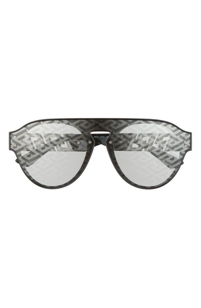Versace 44mm Phantos Sunglasses In Black/light Grey Monogram Silv
