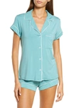 Eberjey Gisele Jersey Knit Shorty Pajamas In Ocean Bay/ Ivory