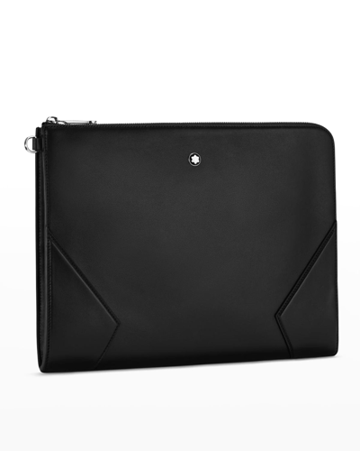 Montblanc Men's Meisterstück Portfolio Leather Zip Clutch Bag In Black