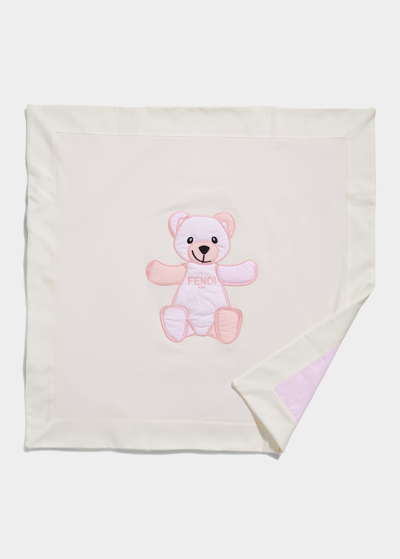 Fendi Kid's Large Bear Logo Baby Blanket In F1fxy Blue