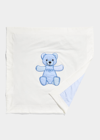 Fendi Kid's Large Bear Logo Baby Blanket In F1fxz Pink