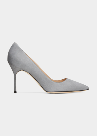 Manolo Blahnik Bb 90mm Suede Pumps In Dgry0220
