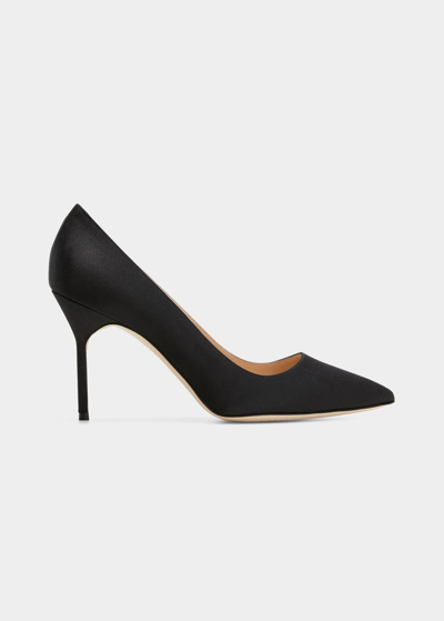 Manolo Blahnik Bb 90mm Satin Pumps In Blck0015