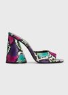 Attico Luz Multicolored Embossed Mule Sandals In Multicolor
