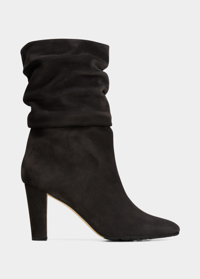 Manolo Blahnik Calasso Suede Slouchy Mid Booties In Dgry0208