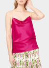 Cami Nyc Busy Bias-cut Cami W/ Pearl Chain Straps In Raspberry