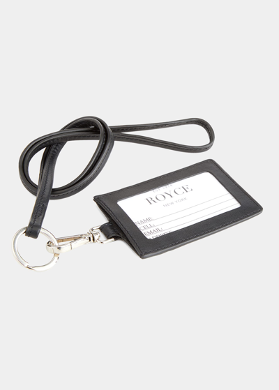 Royce New York Personalized Leather Lanyard Id Holder In Black