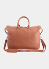 Royce New York Personalized Medium Executive Leather Duffel Bag In Tan - Silver Foil