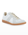 Maison Margiela Off White Leather And Grey Suede Replica Sneakers In White