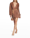 Retroféte Retrofete Gabrielle Sequin Wrap Short Dress In Bronze