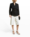 ACLER PACIFIC BELTED LINEN JACKET WITH EXAGGERATED COLLAR