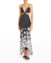 Amur Adalia Floral Cutout High-low Maxi Dress In Black