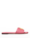 Tory Burch Eleanor Calfskin Medallion Flat Sandals In Bordeaux