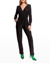 As By Df Emery Long-sleeve Surplice Jumpsuit In Black