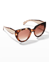 Prada Oversized Acetate Cat-eye Sunglasses In Black Tort