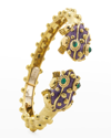 DAVID WEBB YELLOW GOLD BABY FROG BANGLE WITH EMERALDS