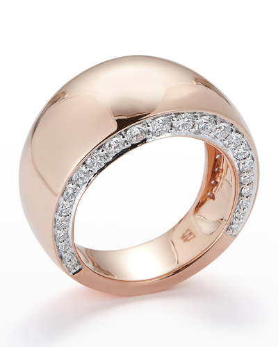 Walters Faith Lytton Rose Gold Wide High Polish Band With White Rhodium And Diamonds