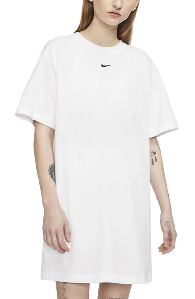 Nike Sportswear Essential T-shirt Dress In White/ Black