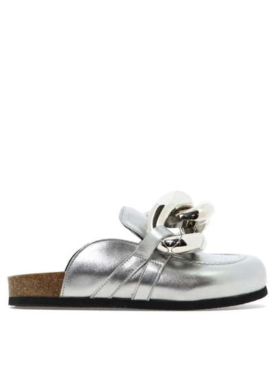 Jw Anderson J.w. Anderson Laminated Leather Chain Mules In Metallic