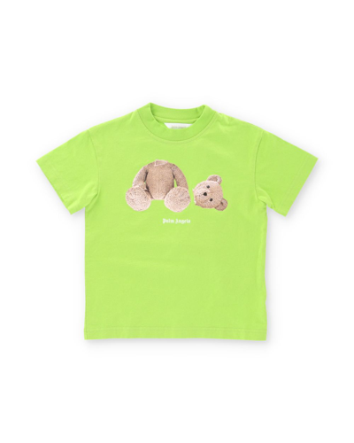 Palm Angels Kids' Boy's Bear Graphic T-shirt In Green