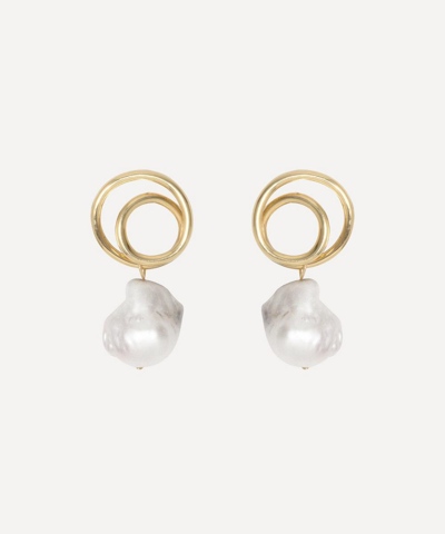 Completedworks Gold-plated Vermeil Silver Circular Baroque Pearl Drop Earrings In Multi