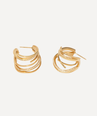 Completedworks Gold-plated Vermeil Silver White Topaz Flow Hoop Earrings