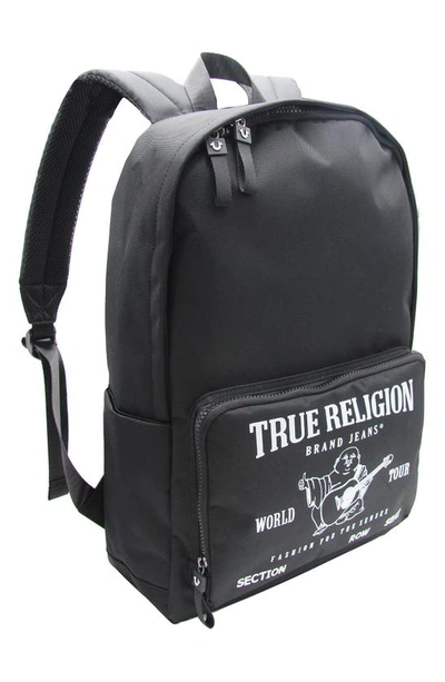 True Religion Brand Jeans Damon Logo Zip Backpack In Black