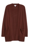 Nordstrom Everyday Open Front Cardigan In Brown Chocolate