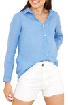 Bella Dahl Garment Dyed Linen Button-up Shirt In Cabana Blue