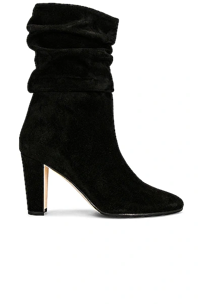 Manolo Blahnik Calasso Suede Slouchy Mid Booties In Black,grey