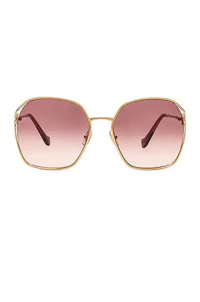 Miu Miu Oversized Square Sunglasses In Gold-tone