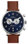 Shinola The Canfield Chrono Leather Strap Watch, 43mm In Blue/brown