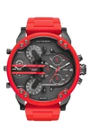 DIESEL 'MR. DADDY' CHRONOGRAPH SILICONE STRAP WATCH, 57MM