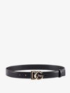 Dolce & Gabbana Belt In Calfskin With Crossed Dg Logo In Black